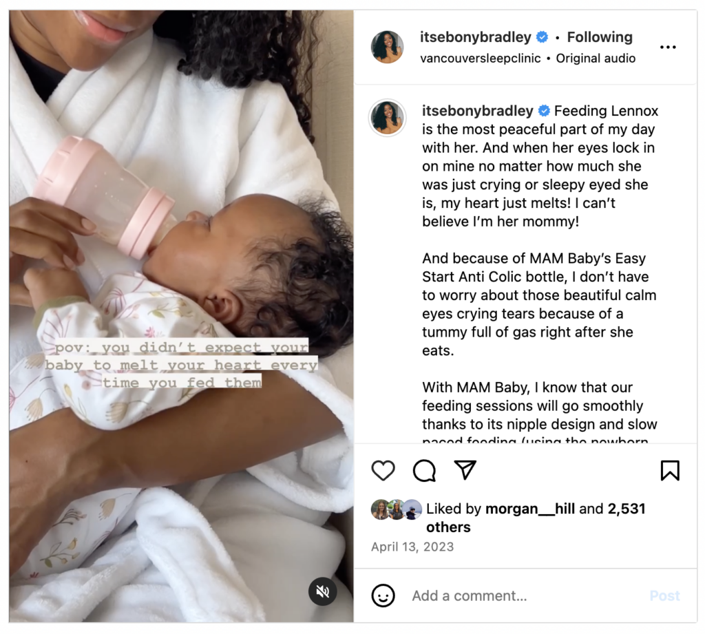 Ebony Bradley campaign with MAM baby.